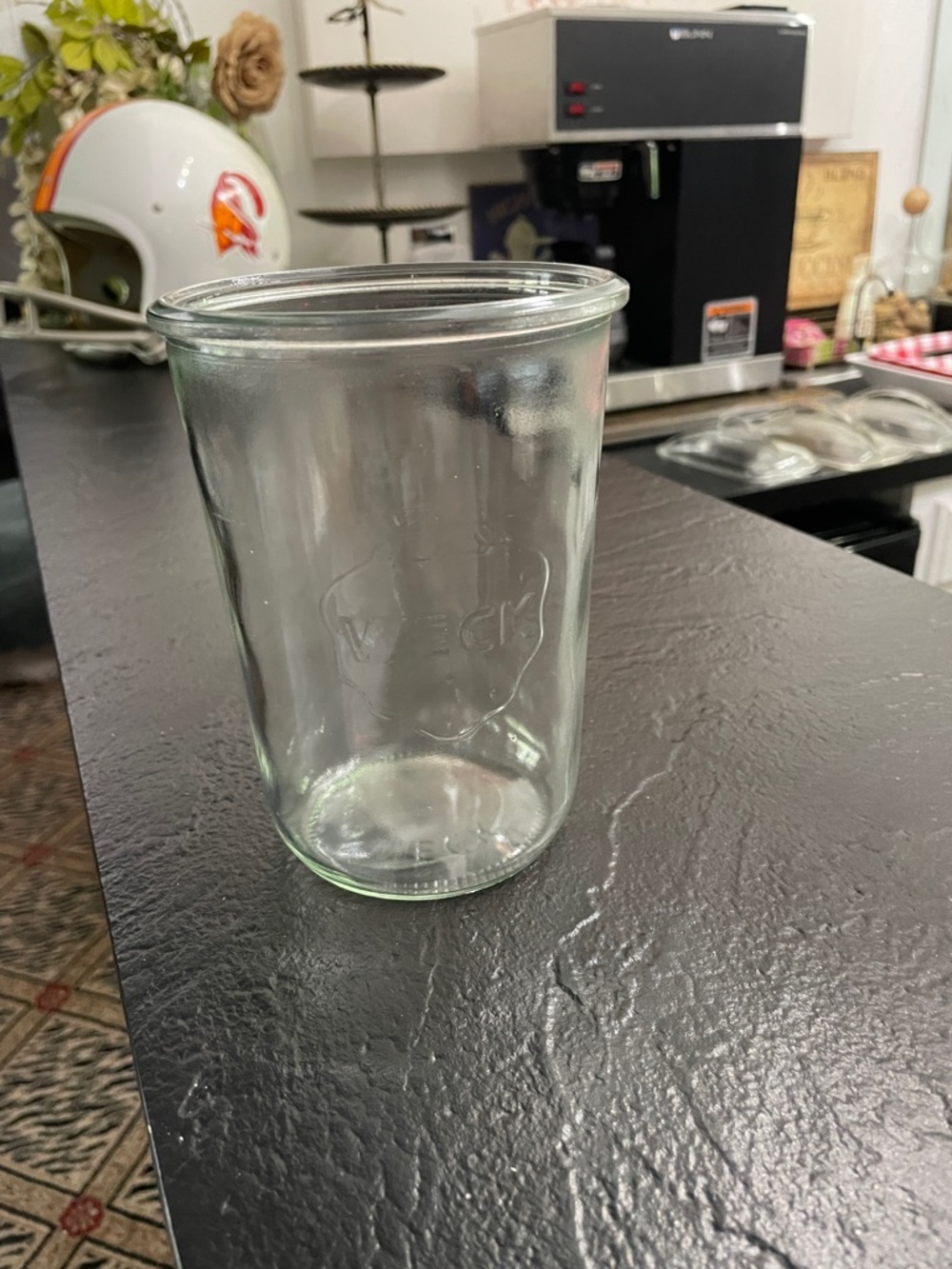 Weck Clear Glass Preserve Jar - Transparent No Lid Upcycle to a Tea Glass.